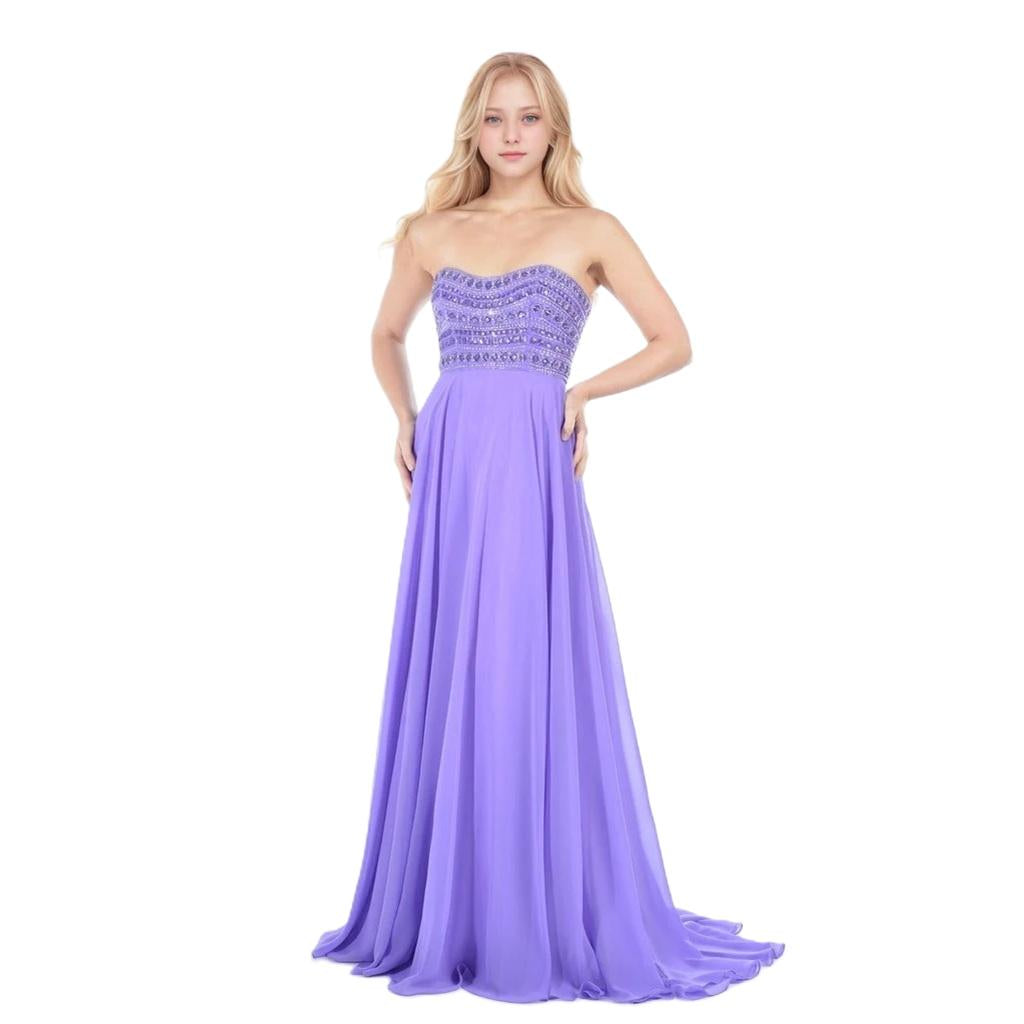 Elegant Lavender Embellished Sweetheart Gown