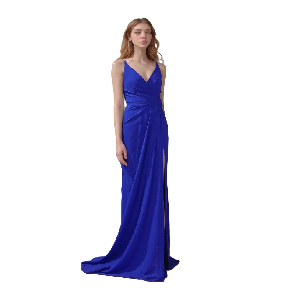 Spaghetti Strap Deep-V A-Line Gown