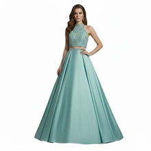 Load image into Gallery viewer, Elegant Mint Halter Two-Piece A-Line Evening Gown