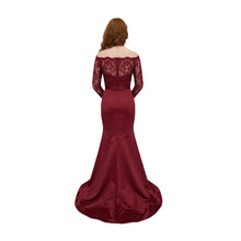 Load image into Gallery viewer, Lace and Satin Off-Shoulder Mermaid Gown