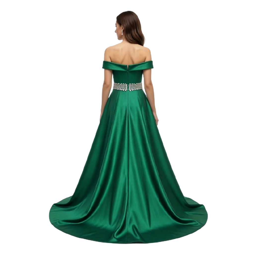 Rhinestones Belt Off-shoulder Wedding Dress with Crinoline