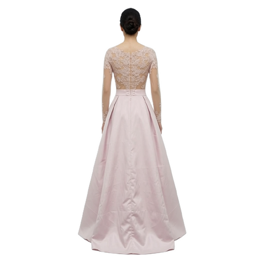 Applique Beaded Lace A-Line Evening Gown