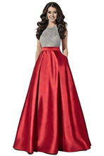 Load image into Gallery viewer, Beaded Halter Open-Back PromDress