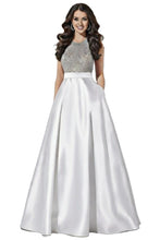 Load image into Gallery viewer, Beaded Halter Open-Back PromDress