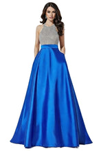 Load image into Gallery viewer, Beaded Halter Open-Back PromDress