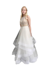 Load image into Gallery viewer, Handmade Beaded Halter Gown with Multiple Layers