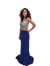 Load image into Gallery viewer, Crystal Beaded Sweetheart Long Evening Dress with Train