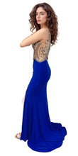 Load image into Gallery viewer, Crystal Beaded Sweetheart Long Evening Dress with Train