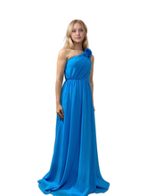 Load image into Gallery viewer, Sky Blue One-Shoulder Long Prom Dress