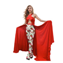 Load image into Gallery viewer, Elegant Floral Jumpsuit with Flowing Overskirt