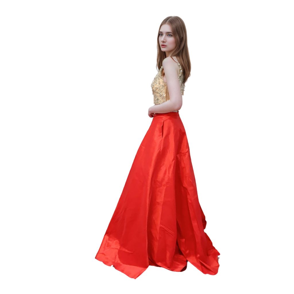 Beaded Two-Piece Long Prom Dress