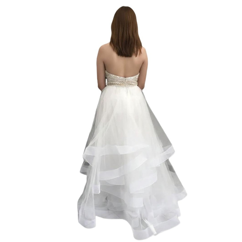 Handmade Beaded Halter Gown with Multiple Layers