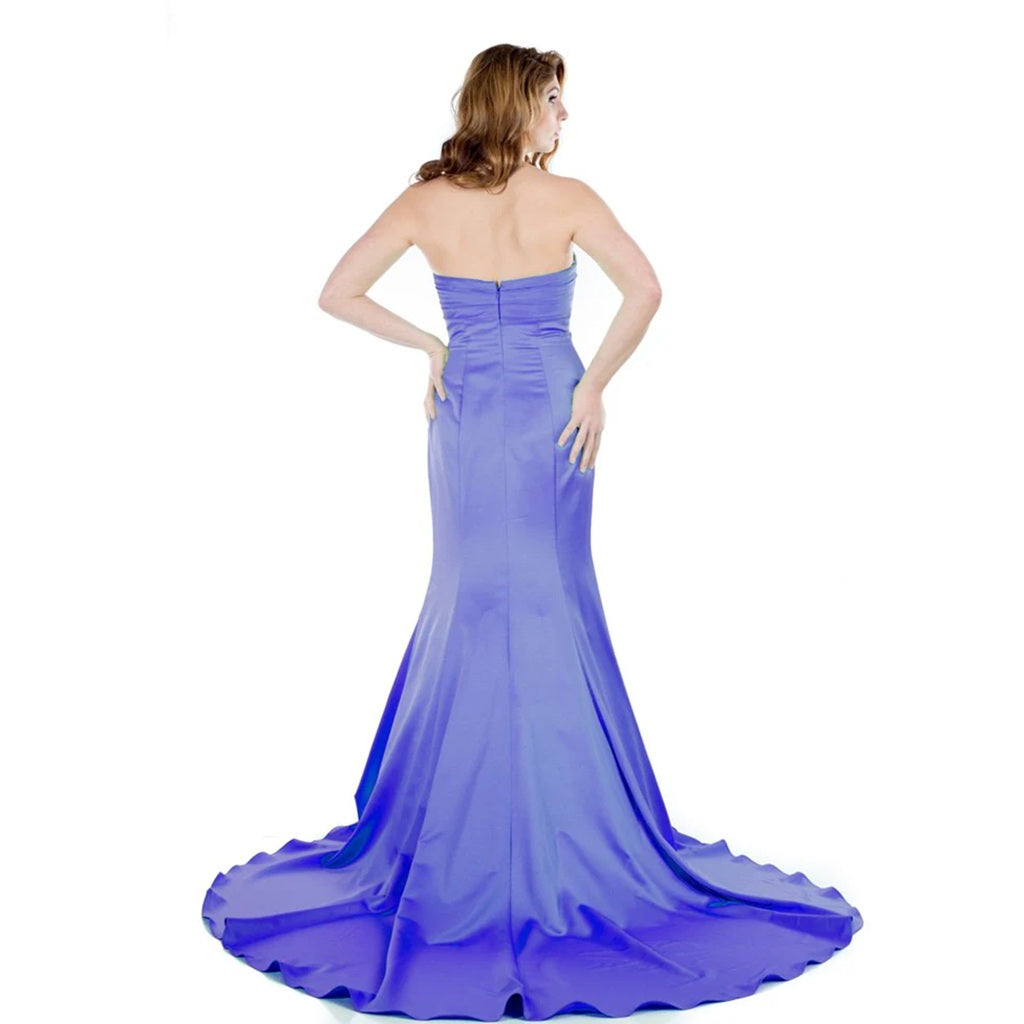 Royal Blue Strapless Mermaid Prom Dress with Dramatic Train