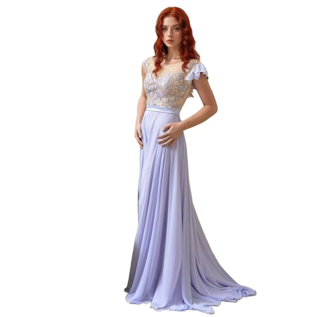 Applique Stone-embellished  Long Prom Dress