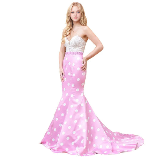 Strapless Mermaid Dress with Beaded Bodice and Long Train