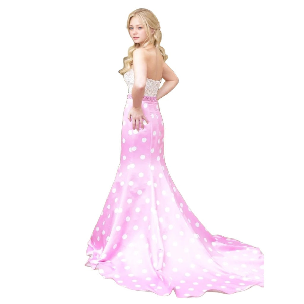 Strapless Mermaid Dress with Beaded Bodice and Long Train