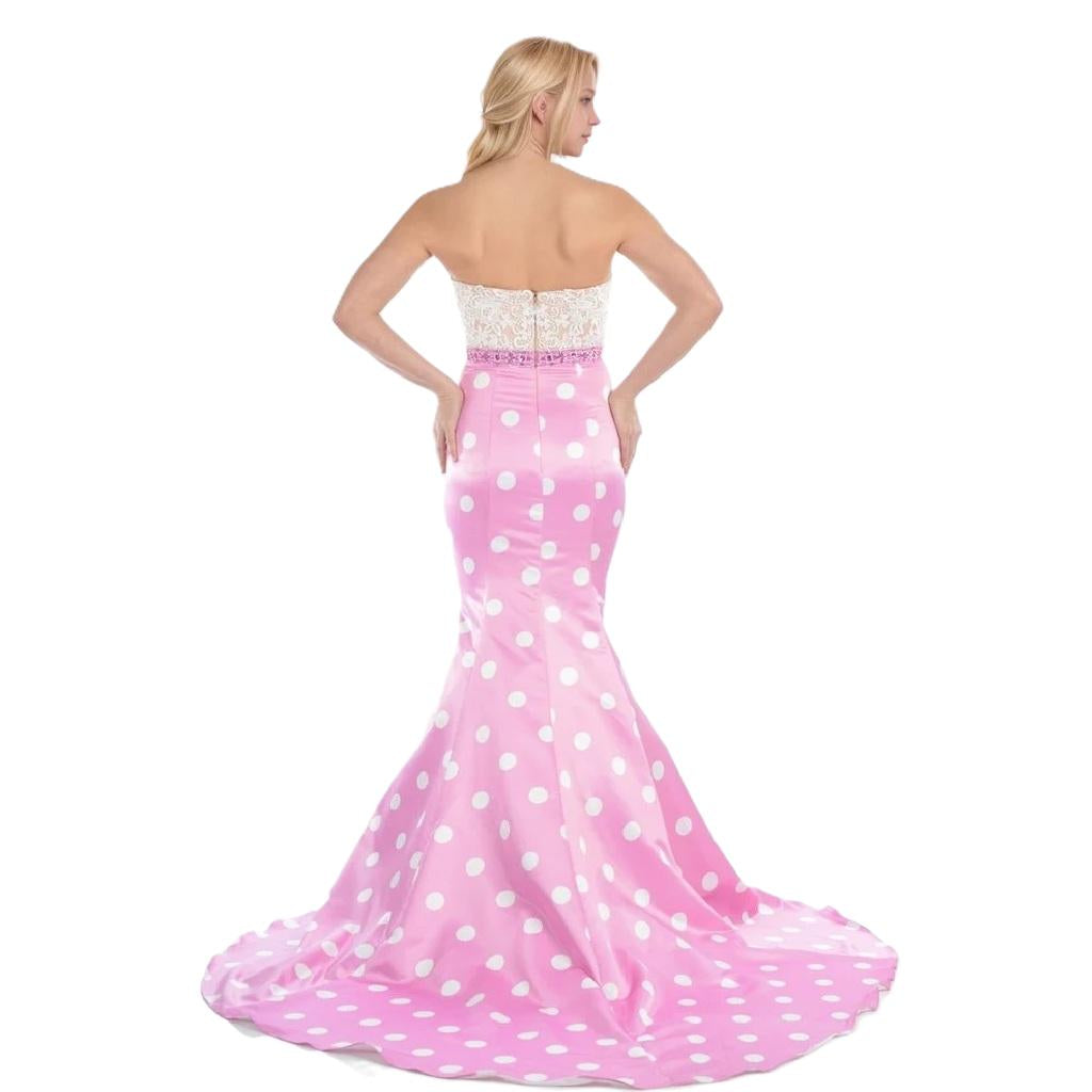 Strapless Mermaid Dress with Beaded Bodice and Long Train