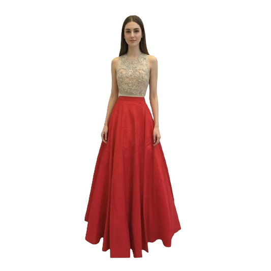 Beaded Two-Piece Long Prom Dress