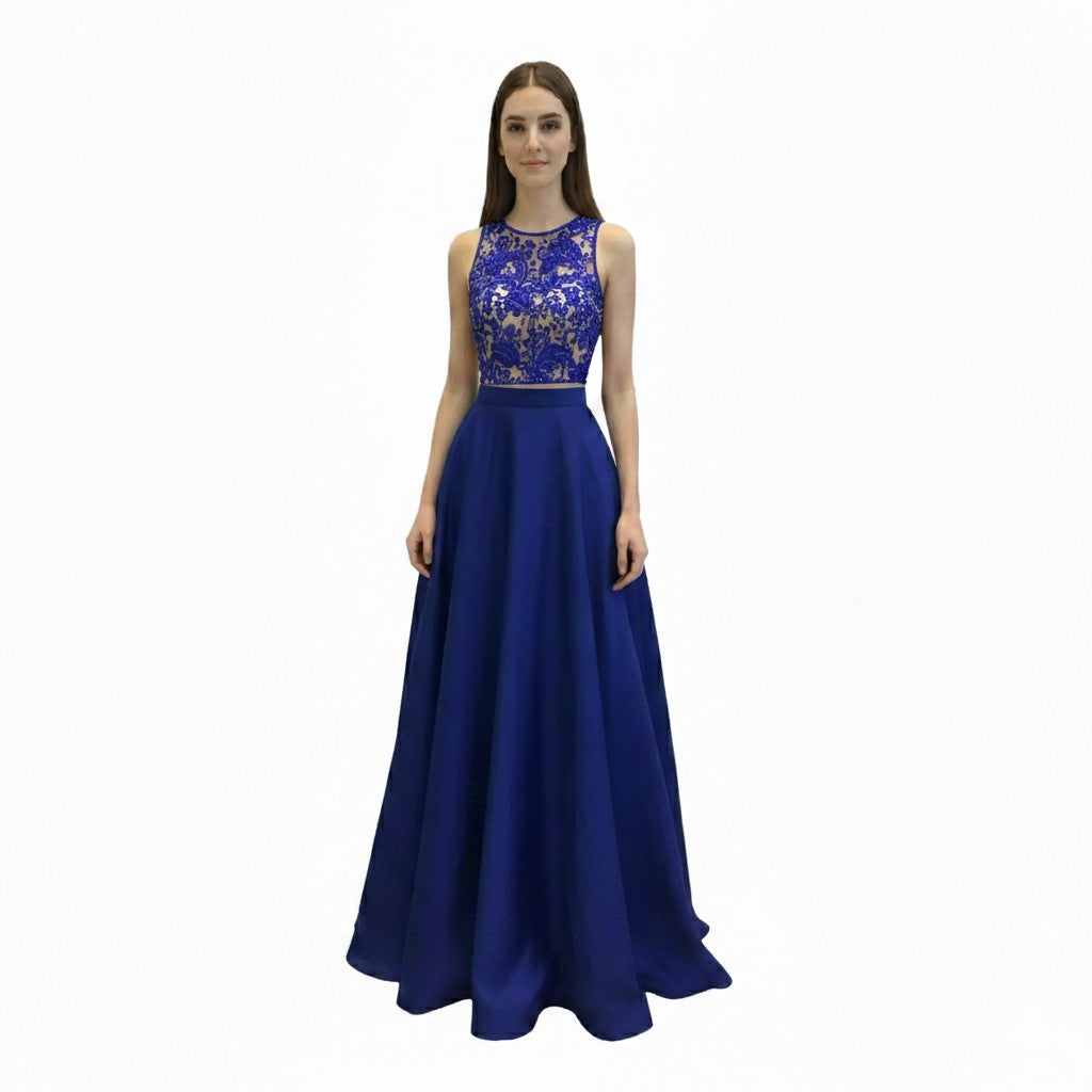 Beaded Two-Piece Long Prom Dress
