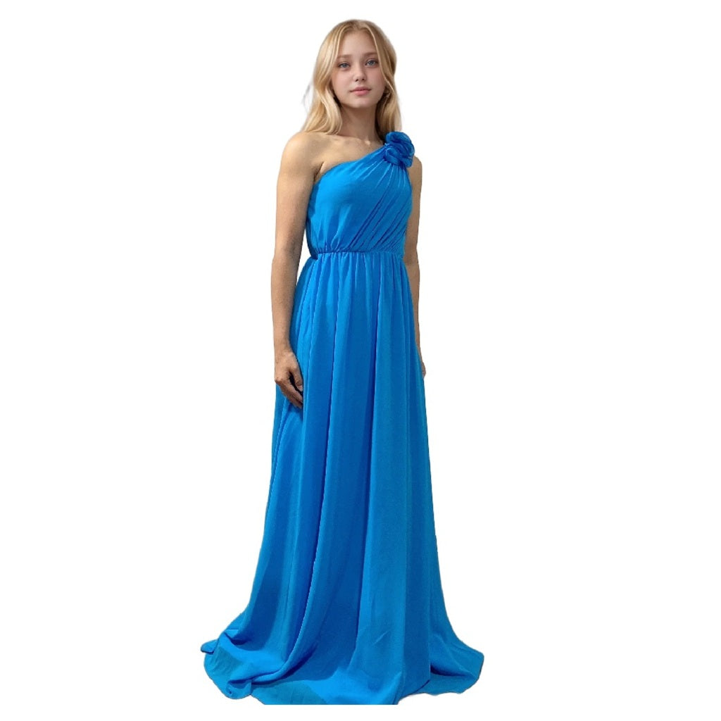 Sky Blue One-Shoulder Long Prom Dress