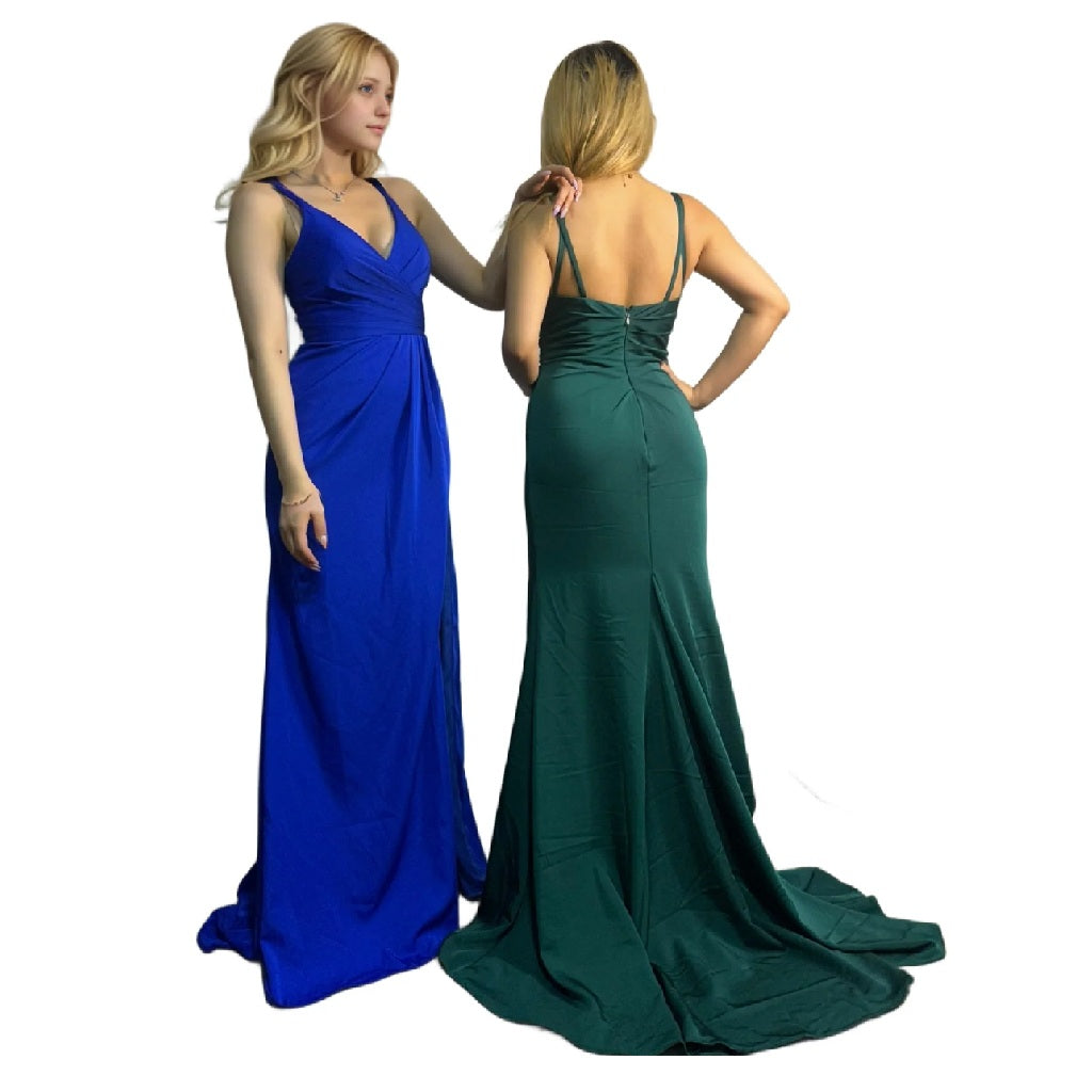 Spaghetti Strap Deep-V A-Line Gown