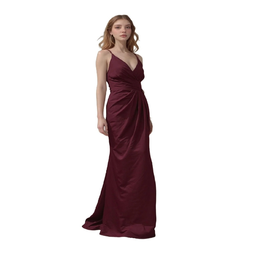 Spaghetti Strap Deep-V A-Line Gown
