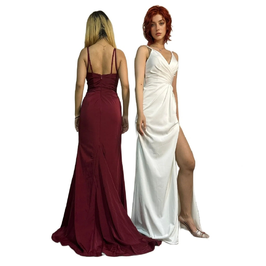 Spaghetti Strap Deep-V A-Line Gown