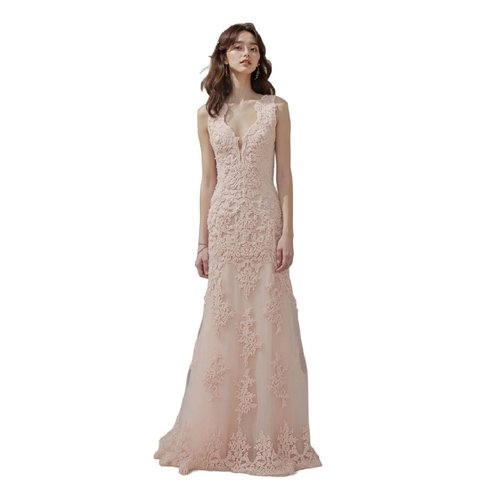 Appliqué Stone-Embellished Long Prom Dress