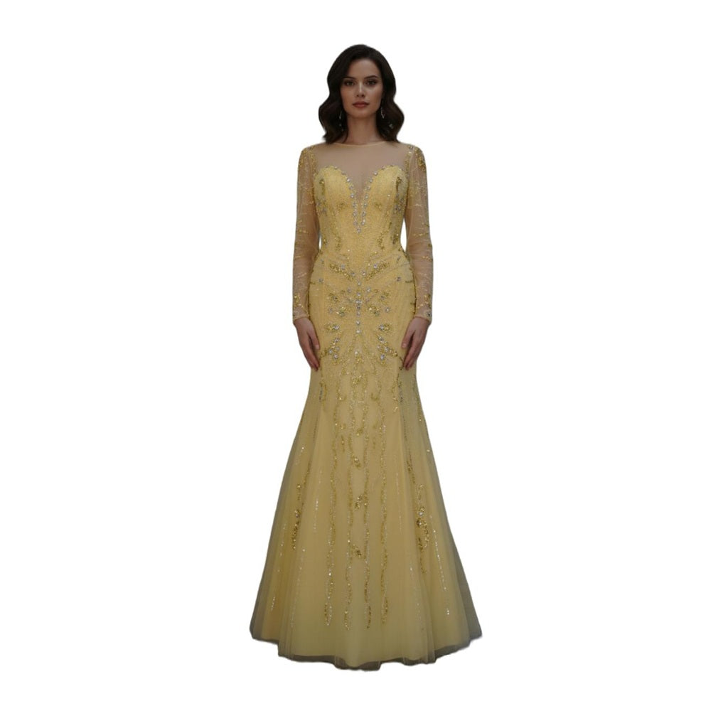 Luxury Handmade Heavy Beaded Mermaid Evening Gown