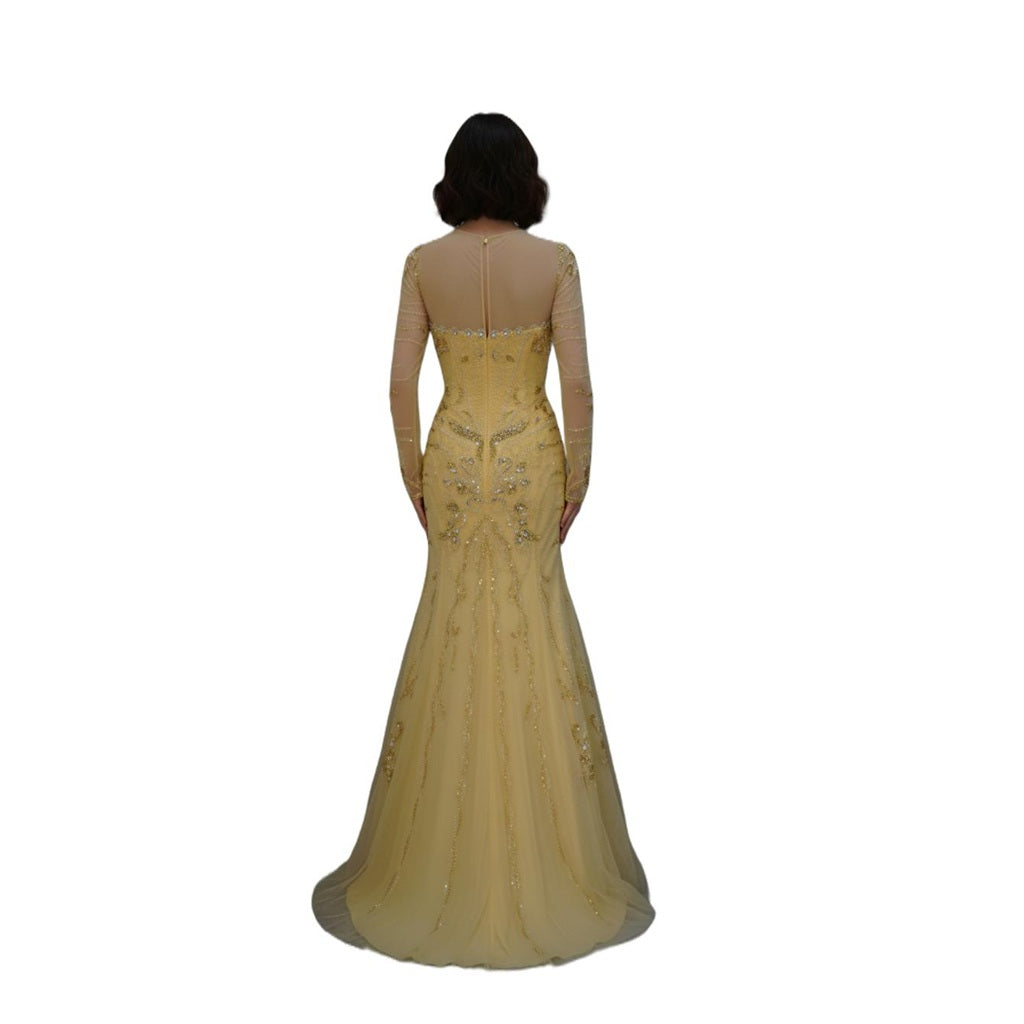 Luxury Handmade Heavy Beaded Mermaid Evening Gown