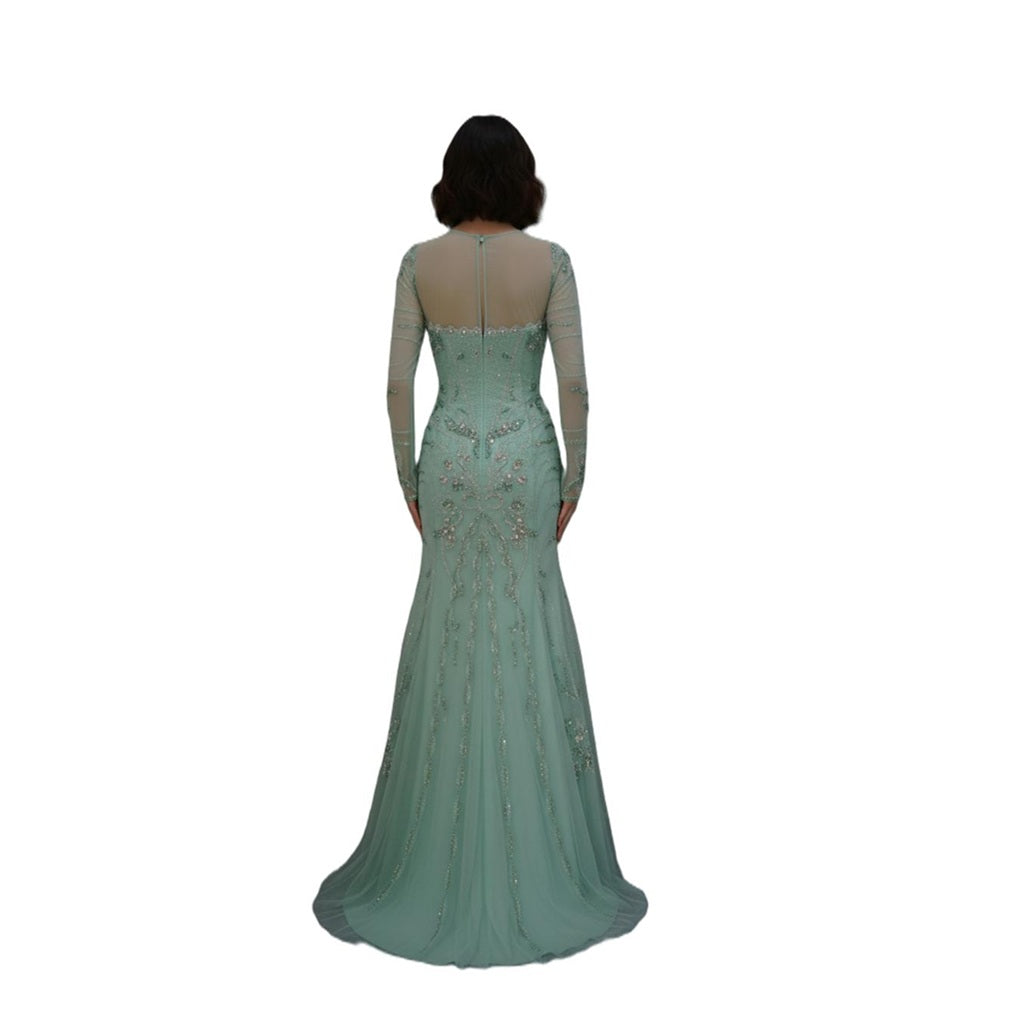 Luxury Handmade Heavy Beaded Mermaid Evening Gown