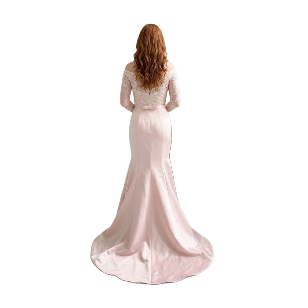 Lace and Satin Off-Shoulder Mermaid Gown