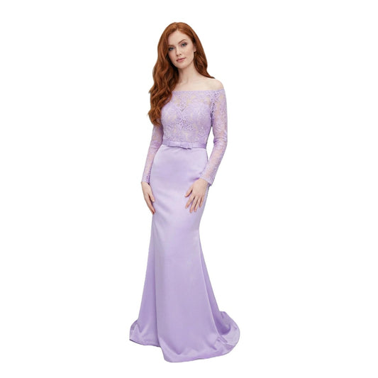 Lace and Satin Off-Shoulder Mermaid Gown