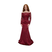 Load image into Gallery viewer, Lace and Satin Off-Shoulder Mermaid Gown
