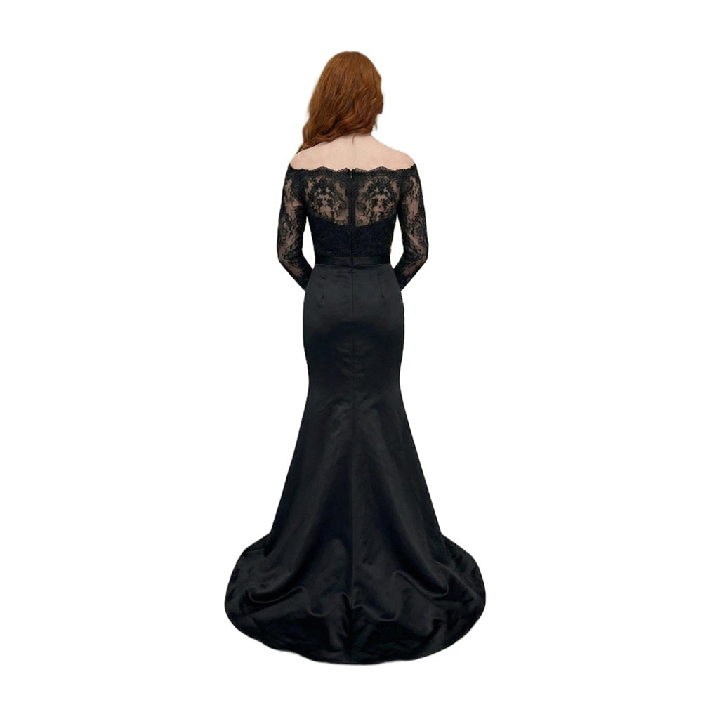 Lace and Satin Off-Shoulder Mermaid Gown