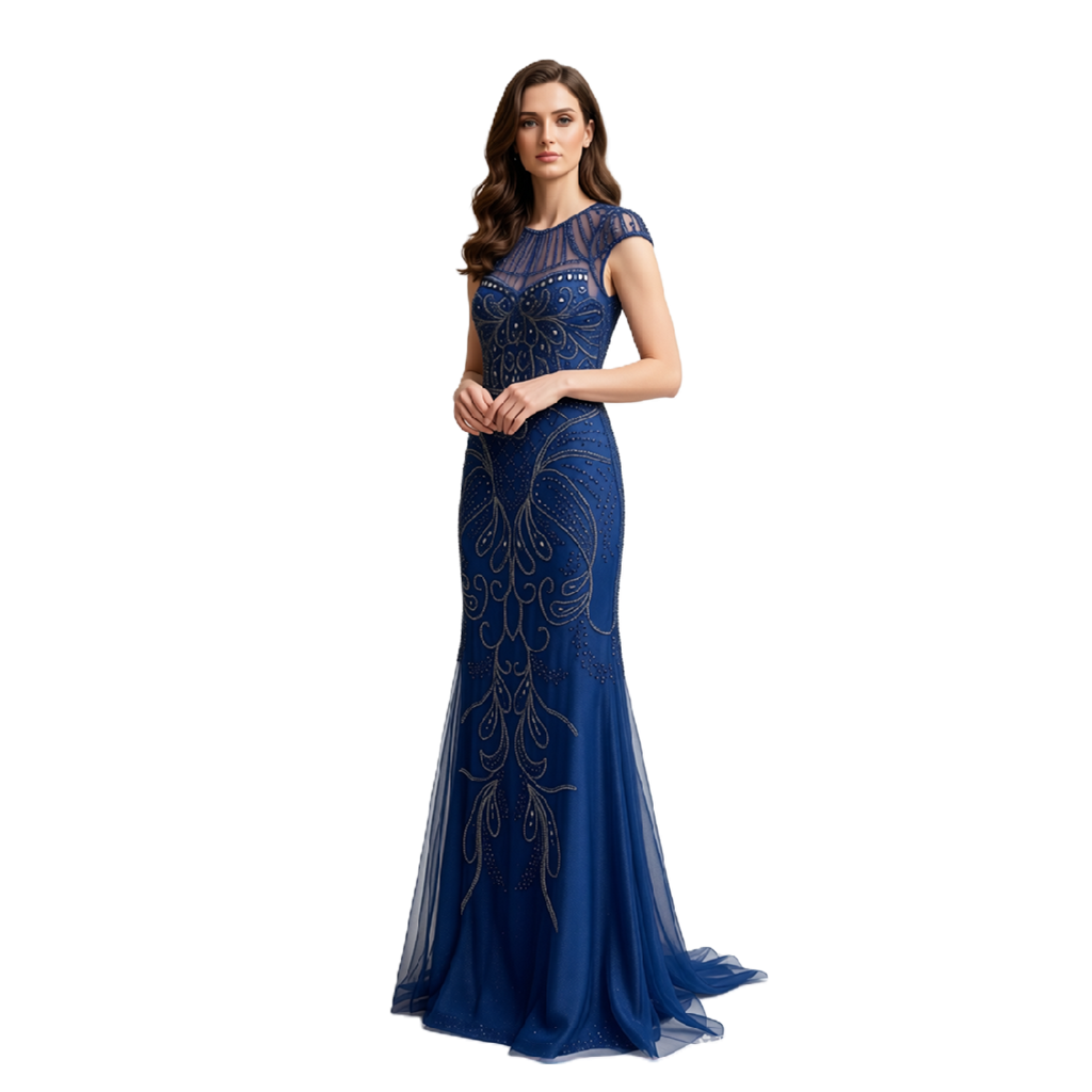 Luxury Beaded Wedding Gown with Cathedral Train