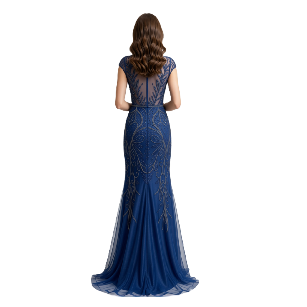 Luxury Beaded Wedding Gown with Cathedral Train