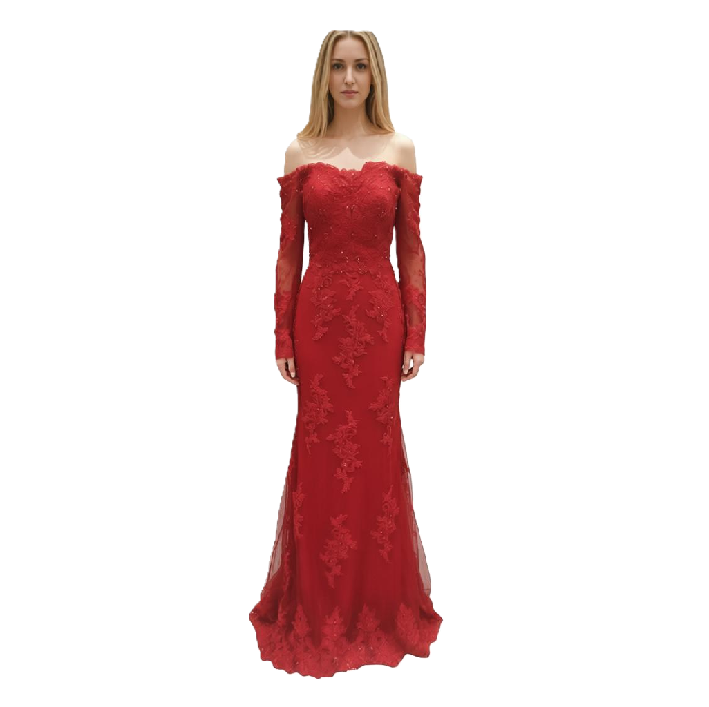 Applique Beaded Lace Mermaid Evening Gown