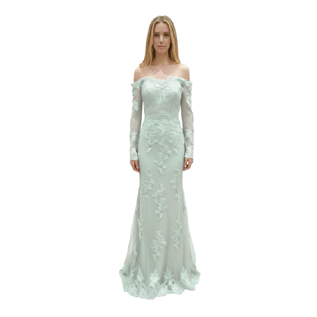 Applique Beaded Lace Mermaid Evening Gown