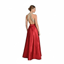 Load image into Gallery viewer, Beaded Halter Open-Back PromDress
