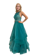 Load image into Gallery viewer, Handmade Beaded Halter Gown with Multiple Layers
