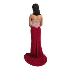 Crystal Beaded Halter Long Evening Dress