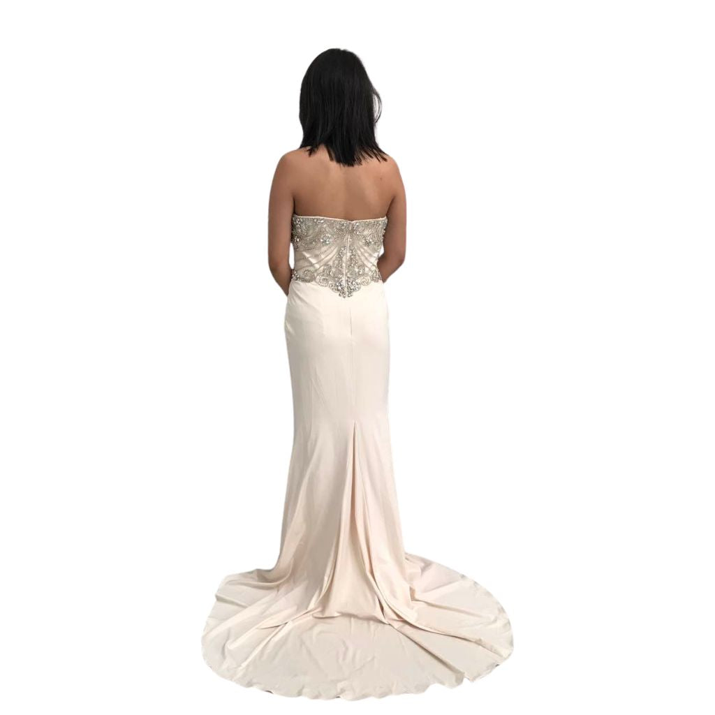Crystal Beaded Halter Long Evening Dress
