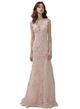 Load image into Gallery viewer, Appliqué Stone-Embellished Long Prom Dress
