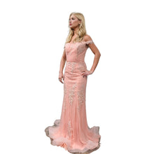 Load image into Gallery viewer, Heavy Beaded Appliqué Stone-Embellished Long Prom Dress
