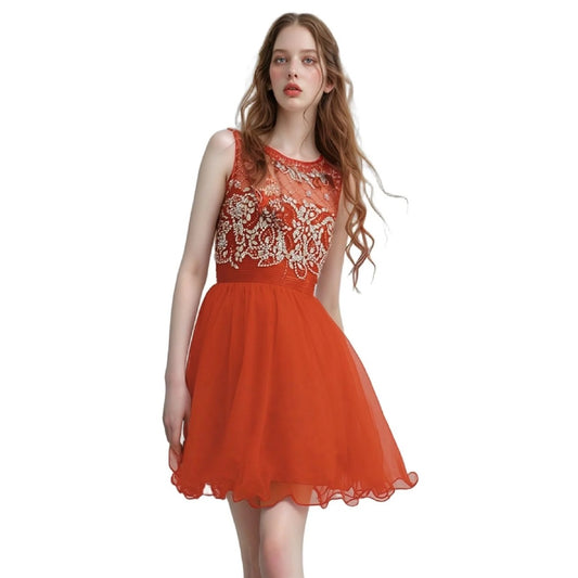Handmade Sleeveless Beaded Cocktail Dress