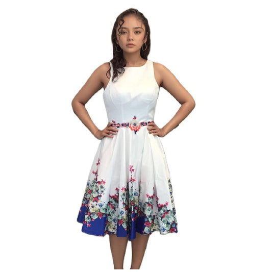 White Short Floral Homecoming Dress