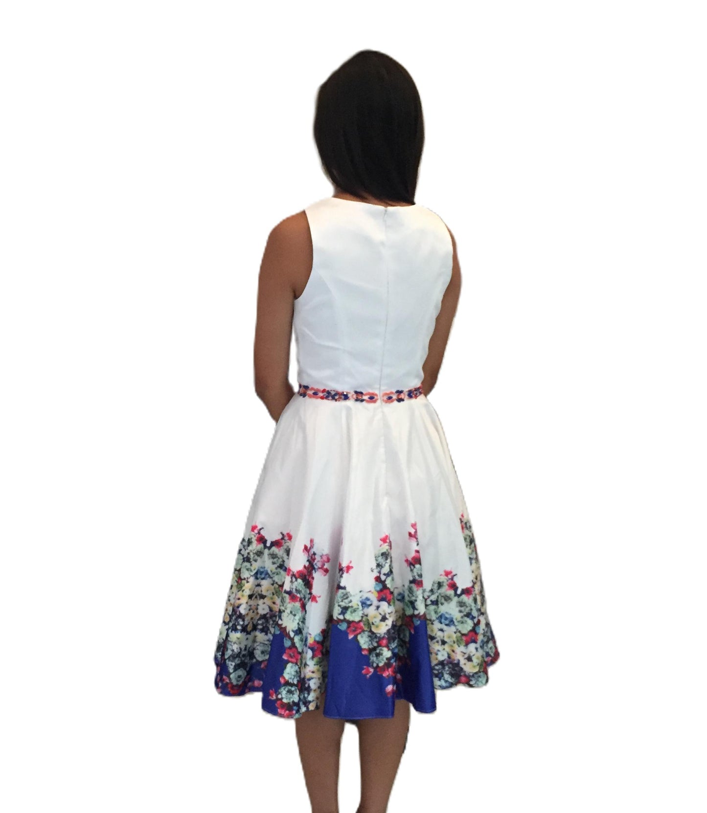 White Short Floral Homecoming Dress