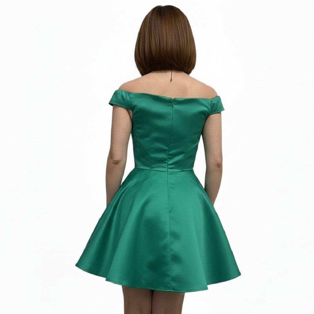 Elegant Off-the-Shoulder Satin Party Dress
