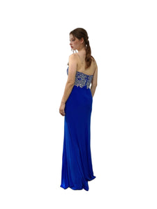 Strapless Beaded Slit Long Dress